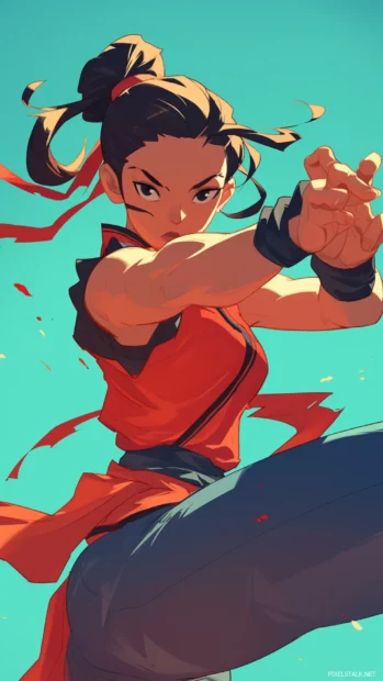 Cool cartoon wallpapers with characters in action packed martial arts poses.
