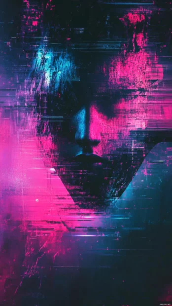 Cool digital glitches flicker lightly across the dark lock screen enhancing the edgy vibe.