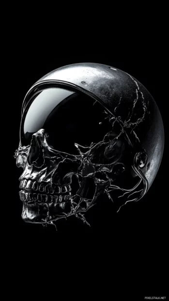 Cool skull wallpaper featuring astronaut helmet cracked revealing skull inside.