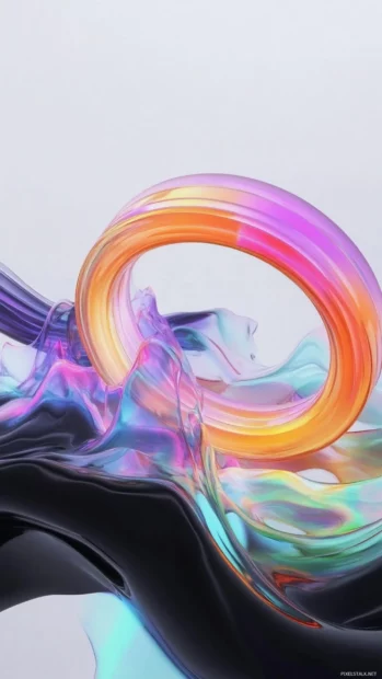 Cool trippy visuals of rotating rings dissolving into color mist and black waves.