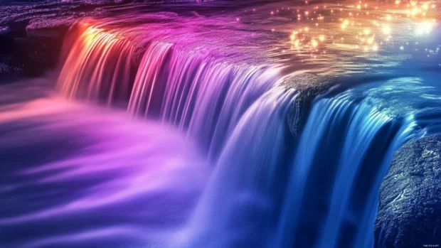 Cool trippy wallpapers, a cascading waterfall of luminous liquid, flowing into an infinite abyss, high definition.
