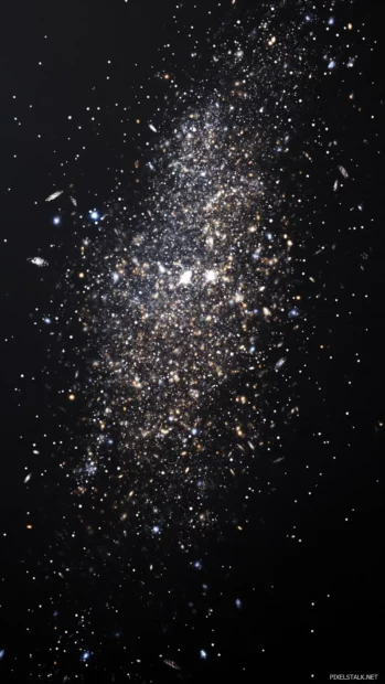 Cosmic galaxy bursts scattered with star clusters.