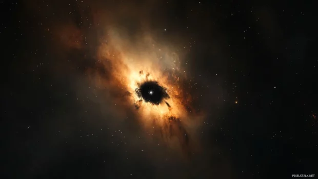 Cosmic space scene with black holes and nebula clouds, ideal for immersive dark PC Wallpapers.