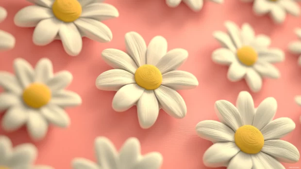 Crayon style daisies looped into a childish but elegant repeat pattern.