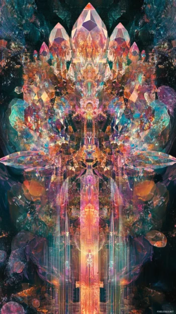 Crystal grid growing from a central void in a cool trippy sequence of transformations.