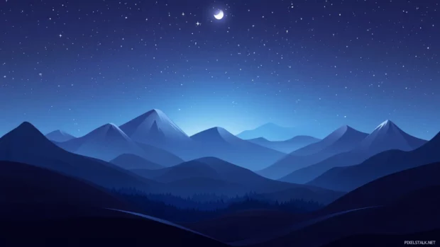 Crystalline stars shimmering over mountain ridges, painting the dream of 4k starry night wallpaper.