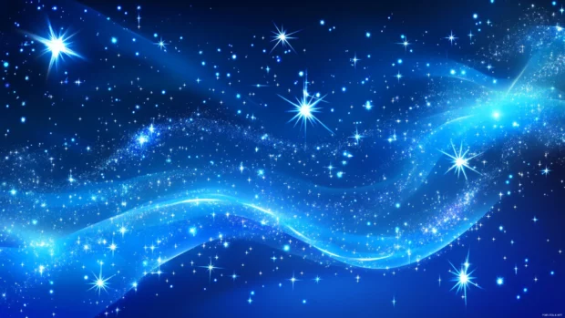 Crystalline waves shimmering with blue stars.