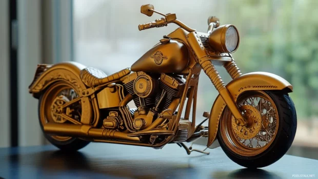 Custom Harley Davidson painted in matte gold.