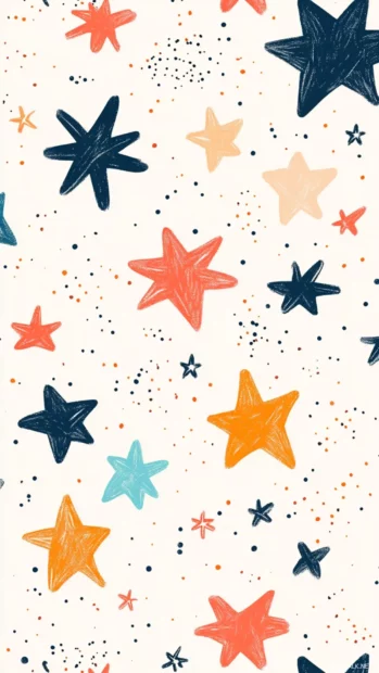 Cute doodle stars scattered across a pale background.