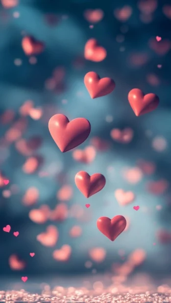 Cute floating hearts dance gently across the lock screen creating a playful and sweet atmosphere.