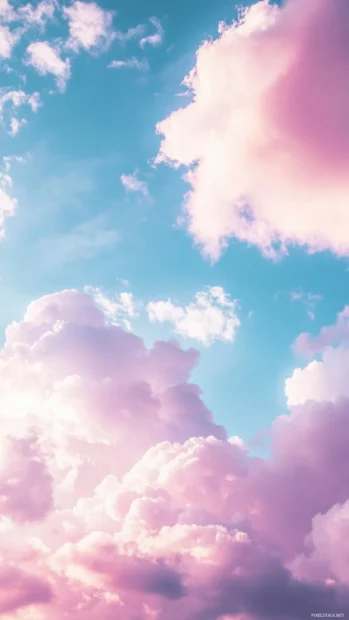 Cute girly wallpaper for iPhone with dreamy unicorns and pastel skies.