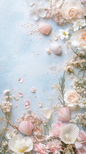 Cute summer wallpapers enriched with pastel floral arrangements and delicate seaside accents for a calm aesthetic.