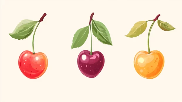 Cute summertime wallpapers inspiration with adorable fruit icons like cherries and peaches on soft backgrounds.