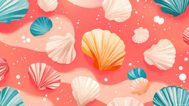 Cute summertime wallpapers vibe with playful seashell patterns and subtle sparkles.