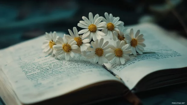 Daisy chain crown resting on a sketchbook page.