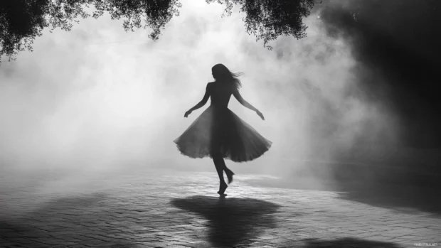 Dancing shadow in black fog.