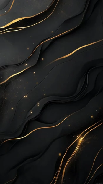 Dark Lock screen Wallpapers minimalist black with gold accent lines.