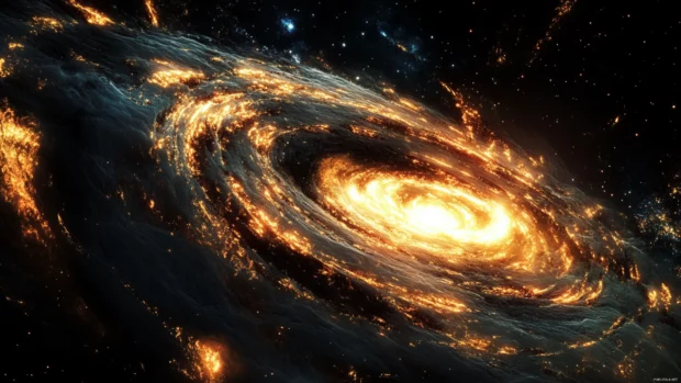 Dark Trippy Wallpapers with deep space swirls and glowing neon fragments on black void.