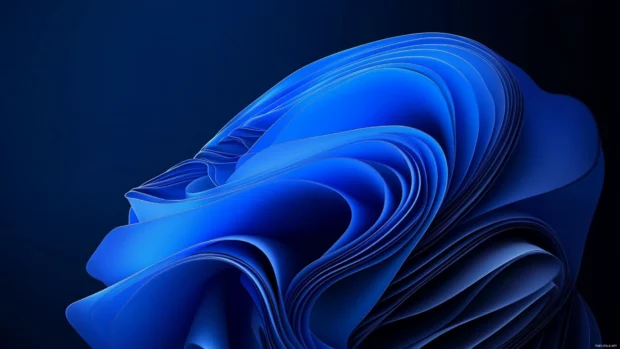 Dark blue gradient Windows 11 lock screen wallpaper with abstract lines.