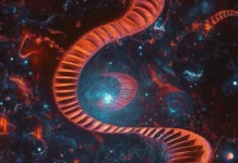 Dark trippy illusion with endless loop staircase and bending time echoes.