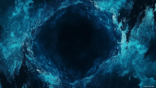 Deep blue watercolor background with rich, dark shades .