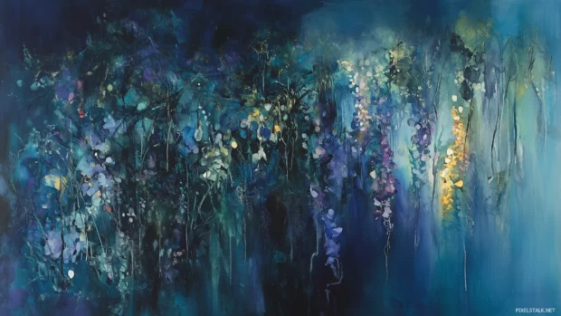 Deep blue watercolor background with rich, intense shades.