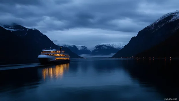 Deep fjords sleeping beneath black starry skies.