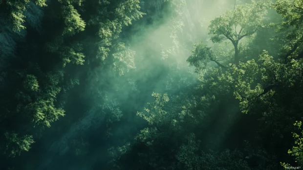 Deep green forest scene enhanced for forest background for desktop.