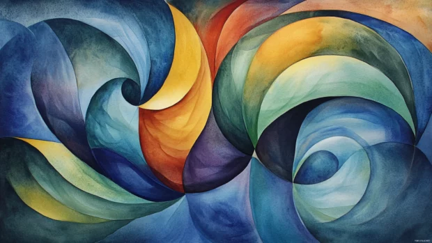 Deep ocean currents swirling in watercolor abstract forms.