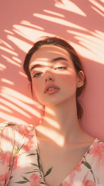 Delicate summer shapes like minimal sun rays, tiny floral accents, and pastel palm leaves blending smoothly.