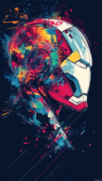 Detailed Iron Man illustration in digital painting style, ideal for Marvel character wallpapers on iPhone.