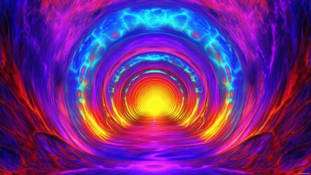Download trippy wallpapers, featuring an infinite tunnel of pulsating light, leading into the unknown, high resolution 4K.