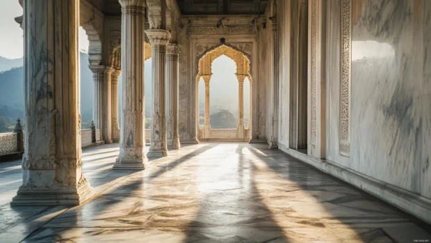 Dramatic view capturing the depth of Marble temple.