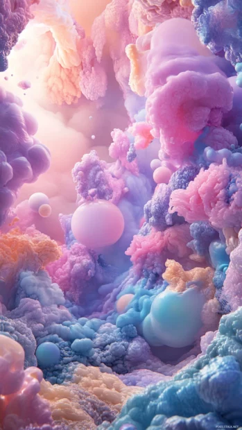 Dreamlike distortion of familiar objects in pastel vapor tones, in a swirling trippy environment.