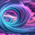 Dreamscape filled with swirling cool neon clouds inspired by Glowing cool neon vortex.