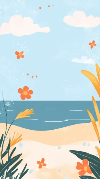 Dreamy Summer phone Wallpapers mixing blue skies and fluffy clouds with light, airy details.