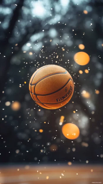 Dreamy basketball aesthetic iPhone background with soft light flares and motion blur.