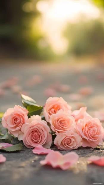 Dreamy collection of Pretty Roses scattered on ground, Dreamy rose bouquet wallpaper.