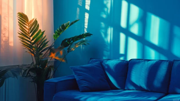 Dreamy tones with blue aesthetic PC wallpaper 4K, soft shadows and highlights.