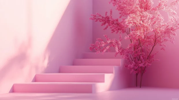 Dreamy tones with pink aesthetic wallpaper 4K for PC, soft shadows and highlights.