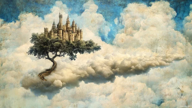 Drifting gently in a dream, the Enchanted Tree builds castles from clouds.