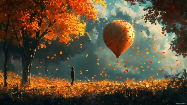 Drifting gently in a dream, the Sunny Balloon gathers candy leaves.