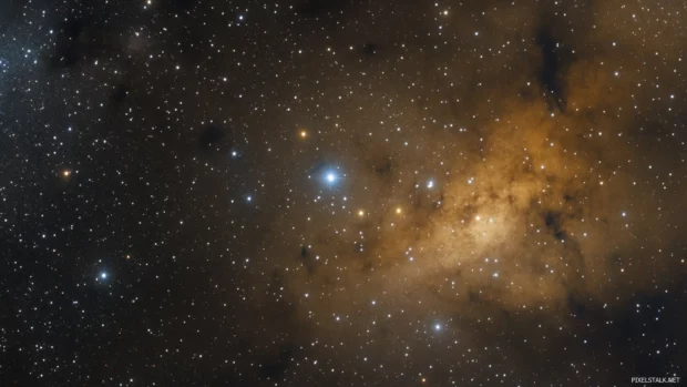 Dusty trails of stars stretching to the east.
