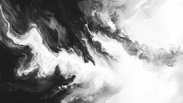 Dynamic black and white watercolor composition ideal for desktop backgrounds.