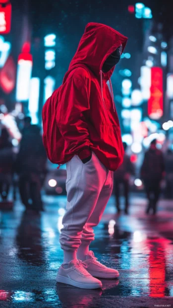 Dynamic cool boy wallpaper for mobile featuring streetwear fashion and urban glow.