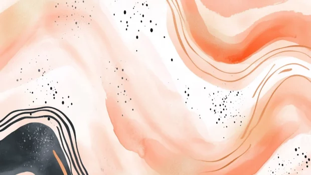 Dynamic, fluid shapes and splashes on an abstract watercolor background.