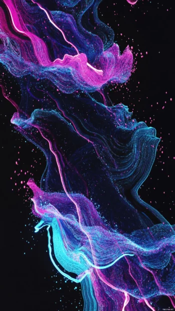 Electric neon wave shapes flowing across a black screen.