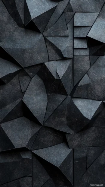 Elegant black geometric tiles creating sharp patterns.