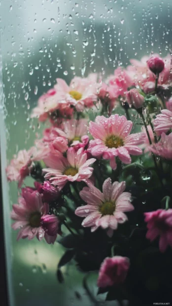 Elegant bouquet of pretty flowers under soft rain inspired by Elegant pretty flower wallpaper.