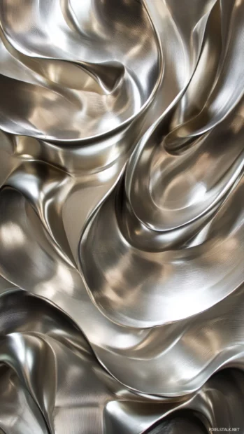 Elegant waves of metallic ribbons curling gracefully.